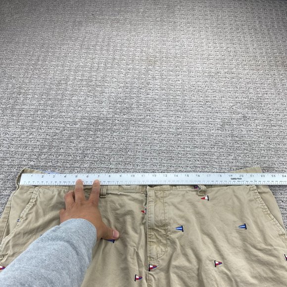 Tommy Hilfiger Khaki Shorts Men 44 Brown Short Chino Pants All Over Embroidered - Picture 12 of 16
